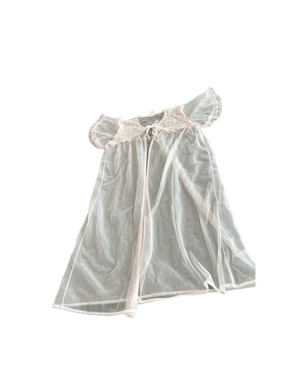VTG 70s nightie pastel pink Peignoir size XL - Picture 8 of 10